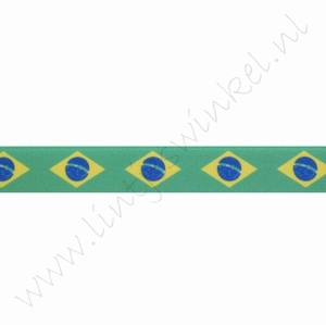 Satijnlint vlag 12mm (rol 22 meter) - Brazilië