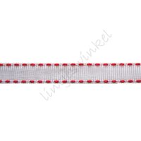 Ripsband Sattelstich 10mm - Weiß Rot