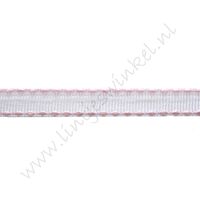 Ripsband Sattelstich 10mm - Weiß Rosa