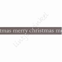 Kerstlint 10mm - Merry Christmas Grijs Wit