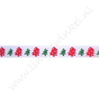 Kerstlint Satijn 10mm - Kerstboom Wit Rood Groen