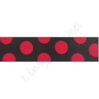 Ripsband Punkte Groß Mix 22mm - Schwarz Rot