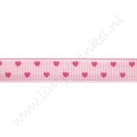 Ripsband Herzen 10mm - Mini Rosa Pink