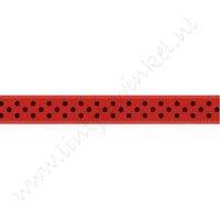 Satinband Punkte 10mm - Rot Schwarz