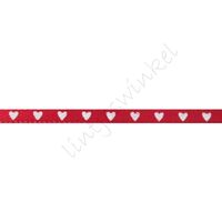 Satijnlint harten 3mm - Rood Wit