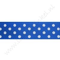 Ripsband Punkte 16mm - Dunkel Blau Weiß