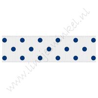 Ripsband Punkte 22mm - Weiß Blau