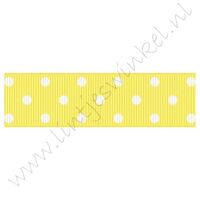 Ripsband Punkte 22mm - Zitronen Gelb Weiß