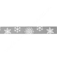Kerstlint 10mm - Sneeuwvlok Zilver Grijs
