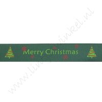 Kerstlint 16mm - Merry Christmas Kerstboom Donker Groen