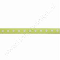 Satijnlint stip 6mm (rol 22 meter) - Neon Geel Wit