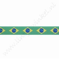 Satijnlint vlag 12mm (rol 22 meter) - Brazilië